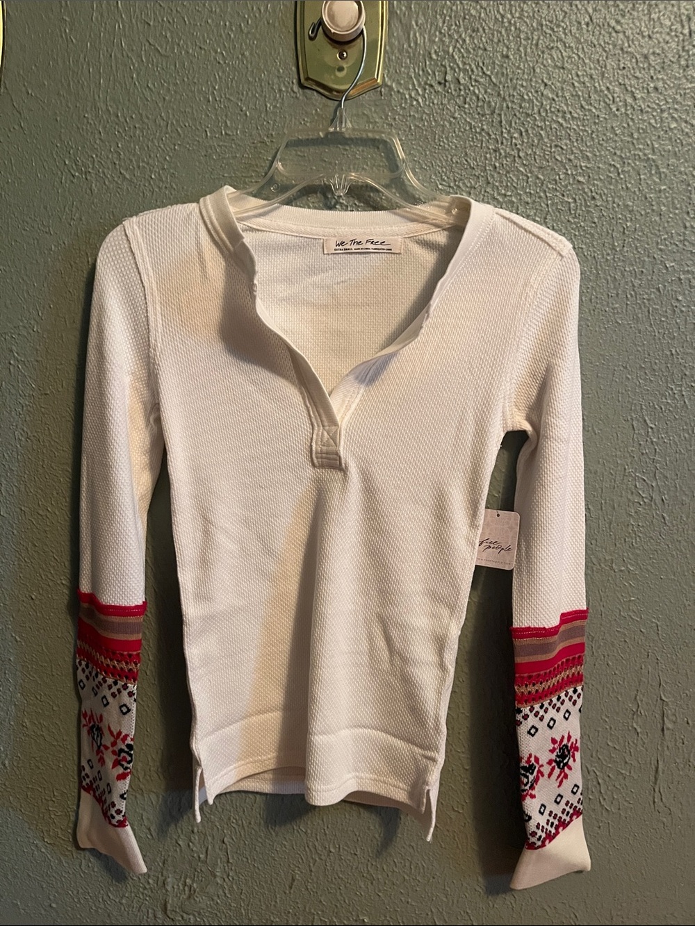 Free People Mikah Printed Cuff Thermal Top Size XS